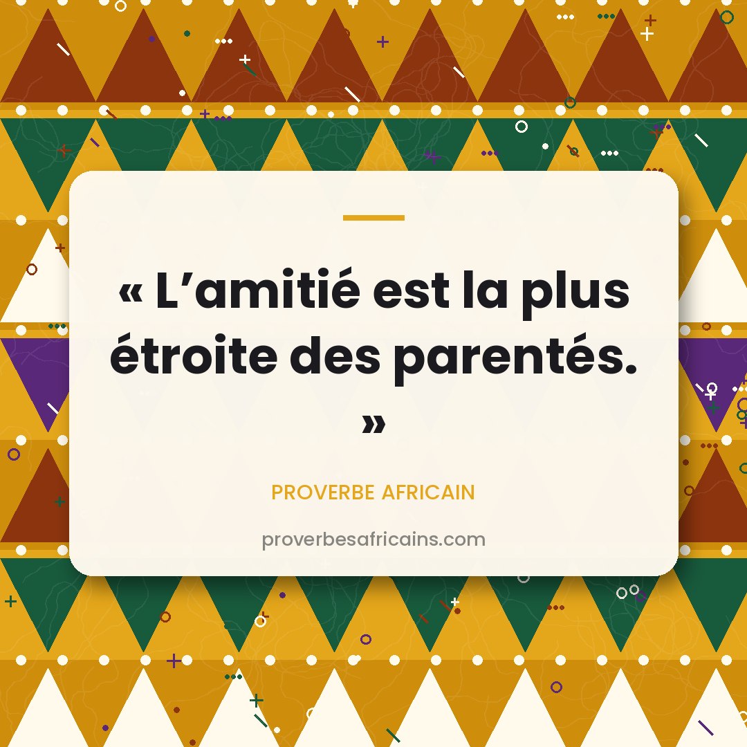 Proverbe africain illustré sur fond wax : « L'amitié est la plus étroite des parentés. »